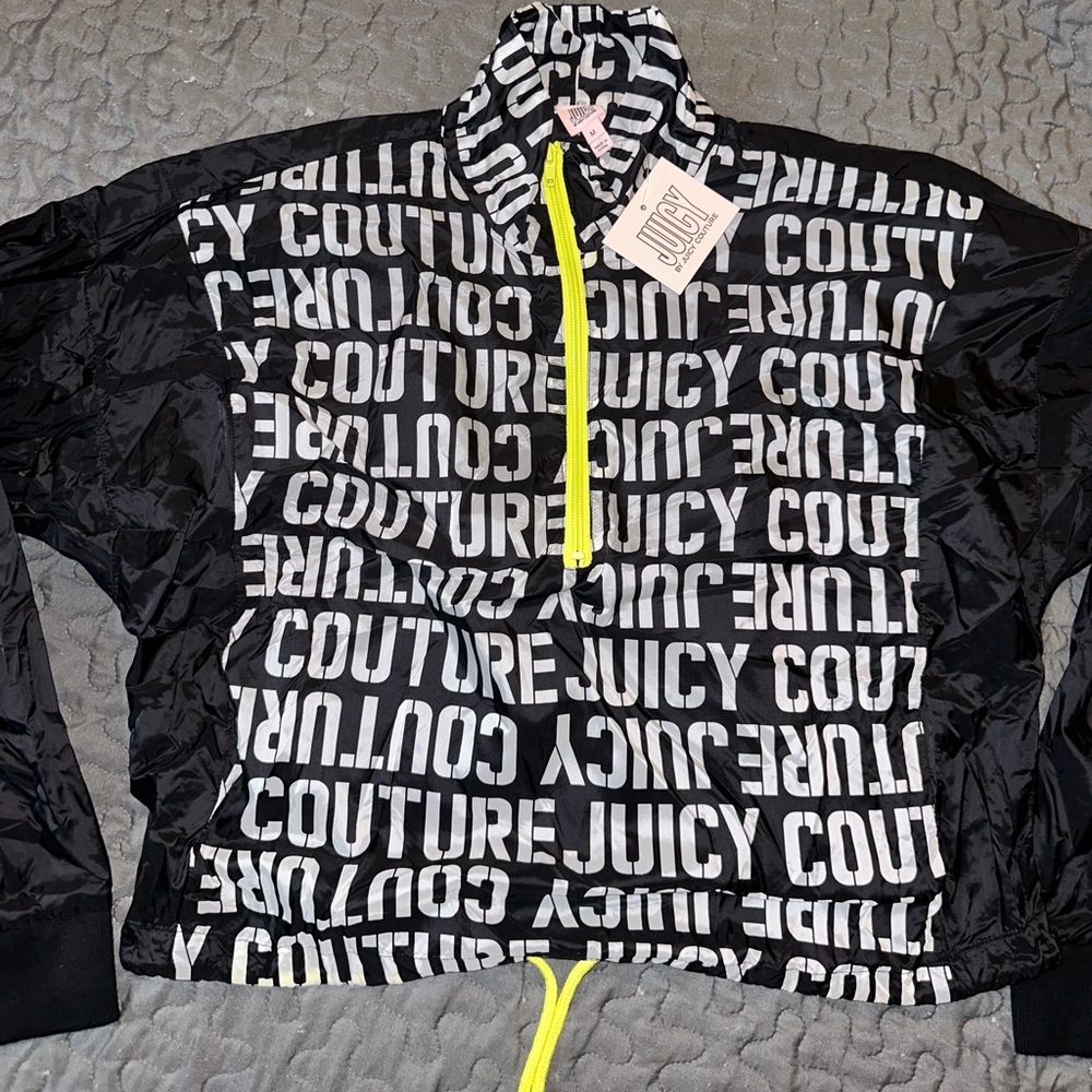 NWT Juicy By Juicy Couture Crop Windbreaker Jacket Neon Zip - M
